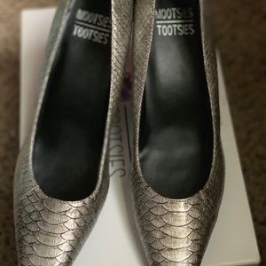 Silver Snakeskin Pumps